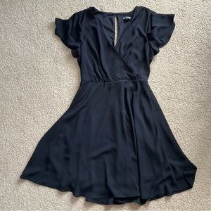 Express Black Dress Fit & Flare Flowy Business Casual Work Keyhole Career 0